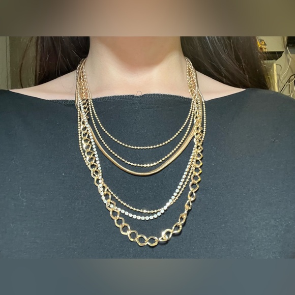 6 Strand Gold Necklace - Picture 1 of 4